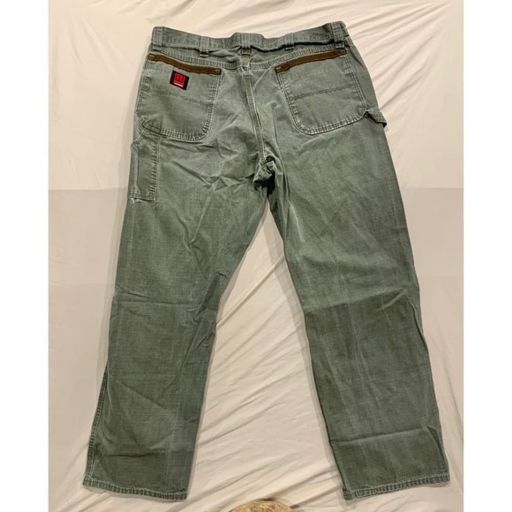 Wrangler Riggs Workwear Pants 38x32 Green Utility Carpenter Heavy Duty Canvas - Picture 10 of 12